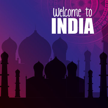 Monument India Taj Mahal Design Vector Illustration Eps 10