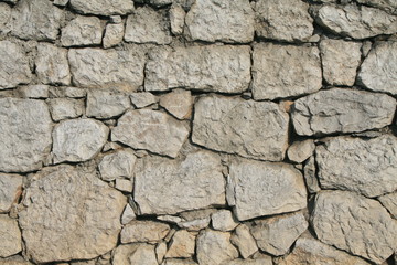 old stone wall background. wall built of gray stones