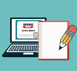 laptop notebook school set elements design vector illustration eps 10