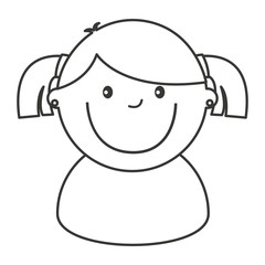 little cute girl isolated icon vector illustration design