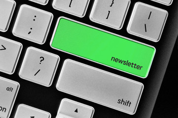 Keyboard  button written word newsletter