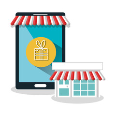 e-commerce smartphone shop online design vector illustration eps 10