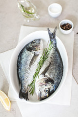 Fresh dorado fish with herbs and pepper