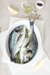 Fresh dorado fish with herbs and pepper