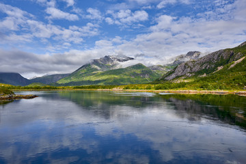 Naklejka na ściany i meble Beautiful landscape of Norway, Scandinavia