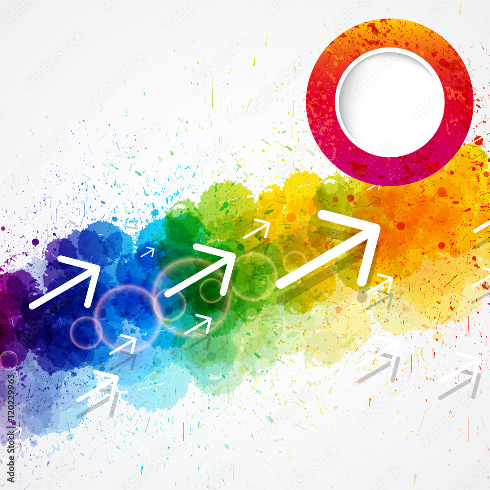 Canvas Prints abstract rainbow watercolor background with arrows.