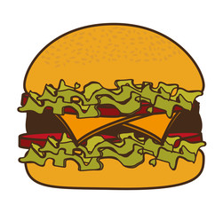 hamburger delicious fast food isolated vector illustration design