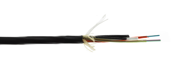 Fiber optic cable detail isolated on white