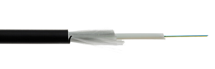 Fiber optic cable detail isolated on white