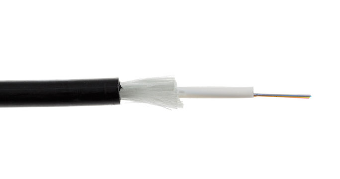 Fiber optic cable detail isolated on white