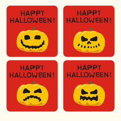 Vector collection of cards for Halloween. Halloween pumpkins. Happy hallooween cards