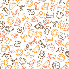 Summer time vector seamless pattern with icons