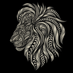 Abstract lion vector patterns on a black background