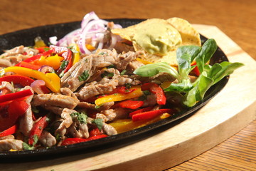 beef fajita in pan