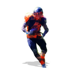 Fototapeta na wymiar American football player. Abstract geometric running man. Vector