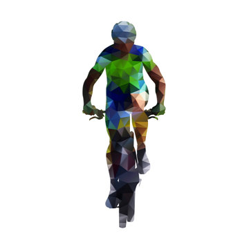 Mountain biker abstract geometric silhouette. Cycling, summer sp