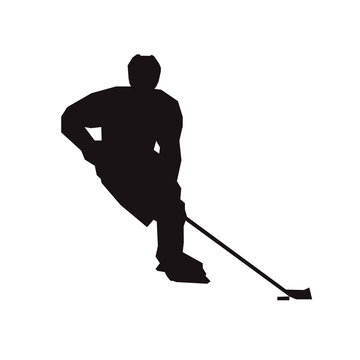 Ice hockey player, isolated vector silhouette. Winter sport