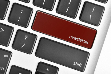 Keyboard  button written word newsletter