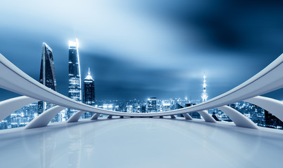 cityscape and skyline of shanghai from abstract window