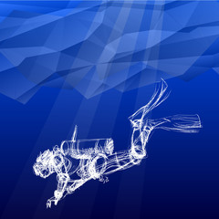 Diving. Vector illustration.
