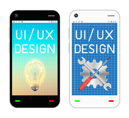 Fototapeta na wymiar smartphone with ui and ux design on screen