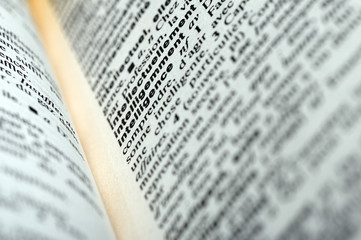 Close up of french dictionary
