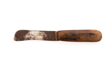 Rusty old knife with wooden handle