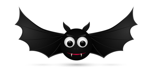 Flying bat isolated on white background.