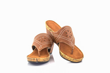 Brown womans shoes.