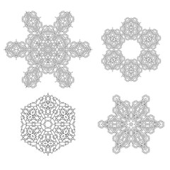 Round Geometric Ornaments Set Isolated on White Background