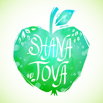 Rosh Hashanah greeting card with apple.