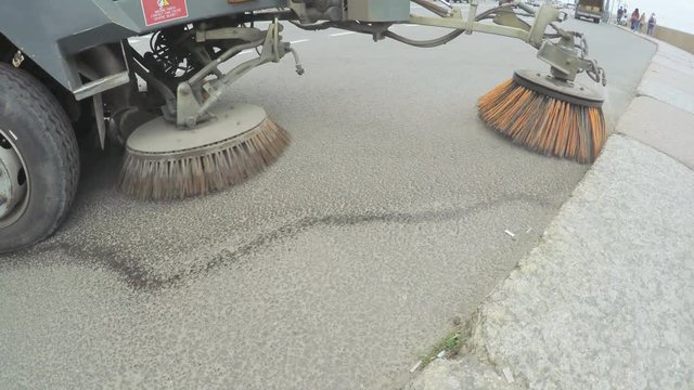 Sweeper machine on street