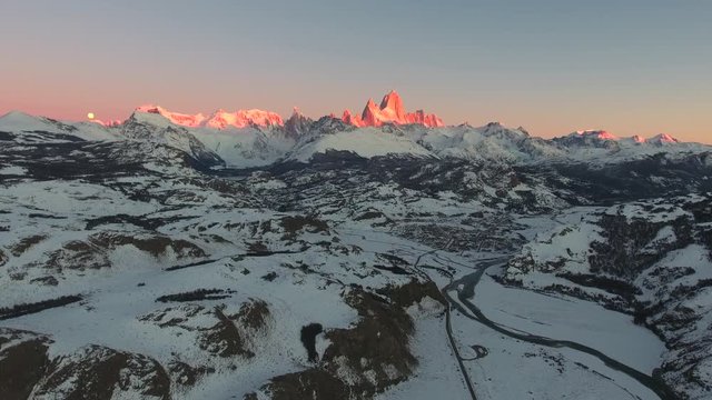 Aerial view from dron of Mount Fitz Roy, Los Glaciares National Park, Patagonia, Argentina