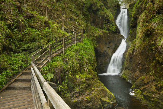 Waterfall in the Glenariff Forest Park in Northern Ireland