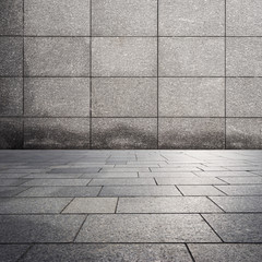 modern building with pattern wall from empty brick floor