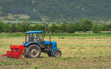 Blue tractor.