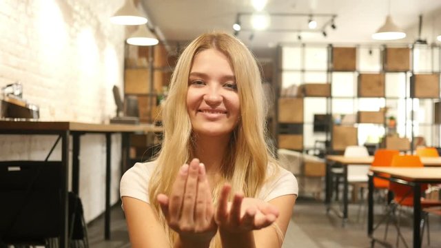 Girl Inviting , inviting gesture 