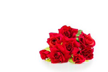 Bouquet of Red Roses on white floor