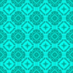 Abstract geometric seamless turquoise pattern background or texture.