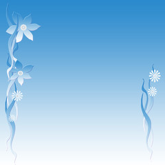 flower  and vines scattered on blue background  illustration