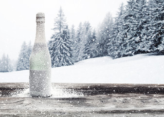 new year time background and snow 