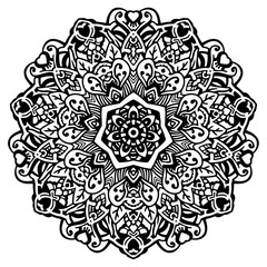 Hand drawing zentangle element. Black and white. Mandala. Vector illustration.