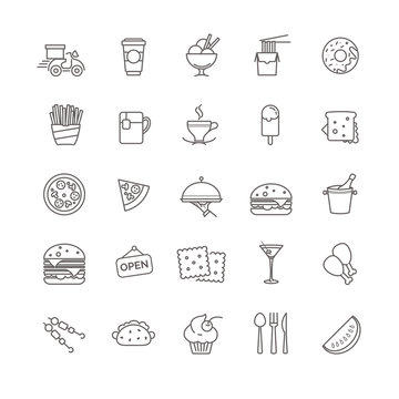 fast food icons - stock set