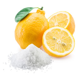 Lemon acid and lemon fruits. - obrazy, fototapety, plakaty