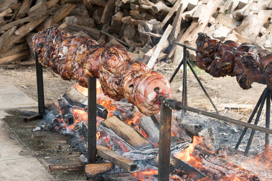 hams on the spit