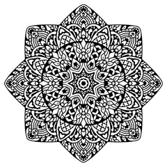 Hand drawing zentangle element. Black and white. Mandala. Vector illustration.