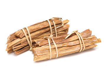 Fatwood bind with bamboo strips on white background