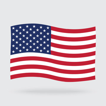 USA waving flag isolated on background