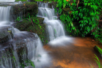 Mun Daeng Waterfall, the beautiful waterfall in deep forest during rainy season at Phu Hin Rong Kla National Park in Thailand