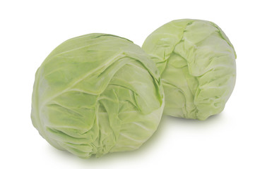 Two cabbage-heads isolated on white background 